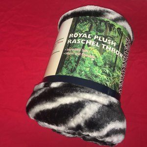 Zebra Pattern Throw 50" x 60' by Royal Plush Raschel Throw